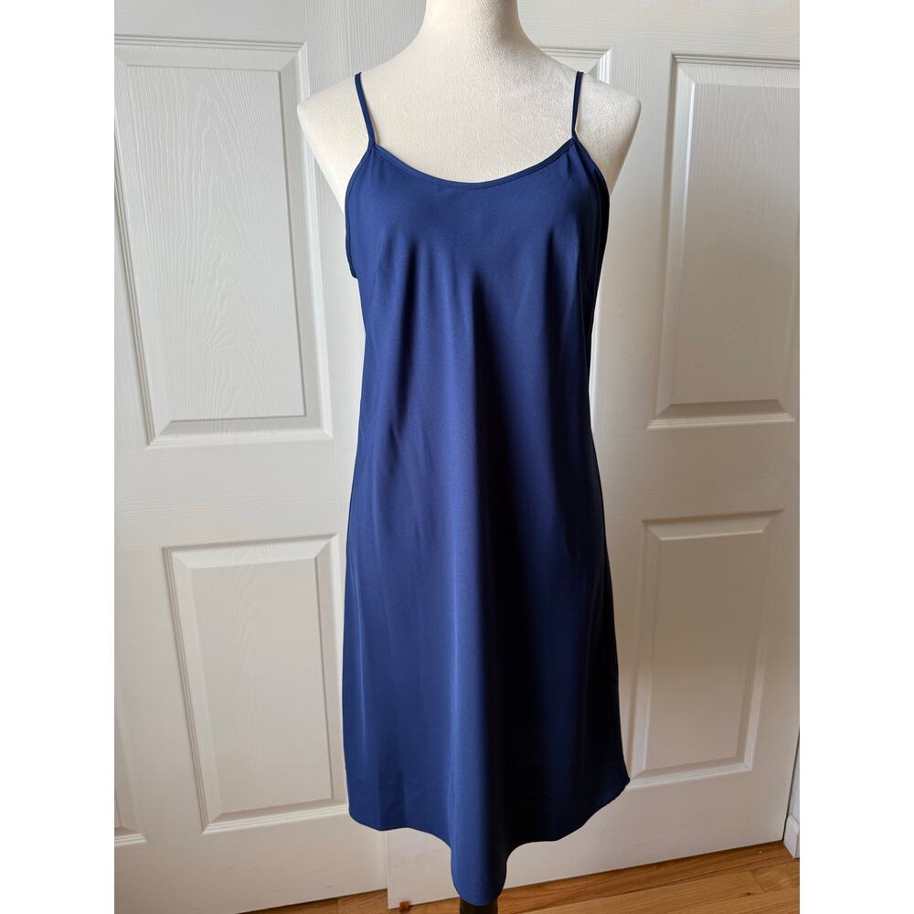 Nanette Lepore Navy Slip Dress Silky Feel Minimalist Spaghetti Strap Size‎ 6